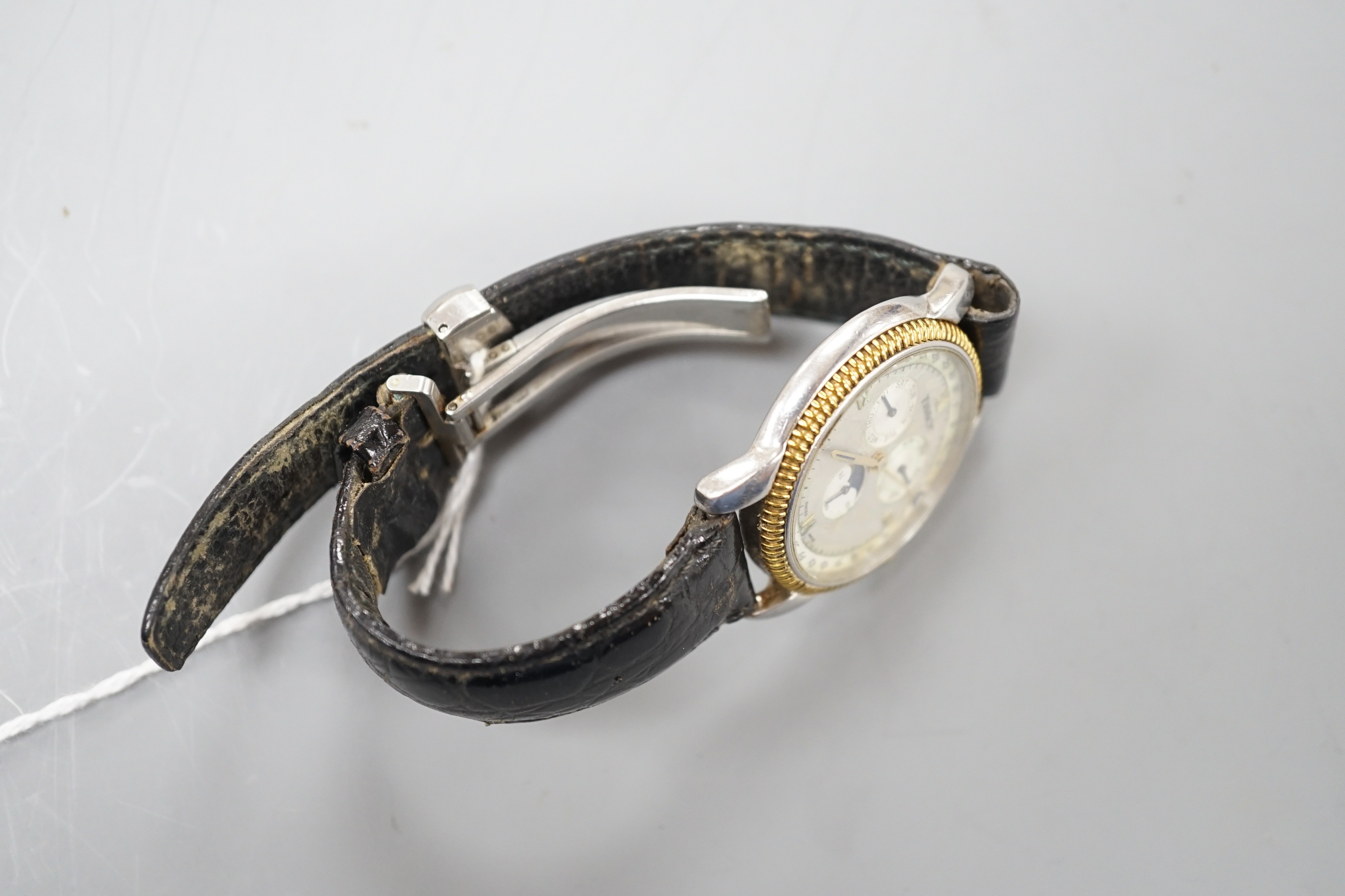 A gentleman's modern stainless steel Tissot calendar moonphase quartz? wrist watch (a.f.)